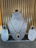 Doublet stone chain pendant set with moissanite and doublet stone work bracelet