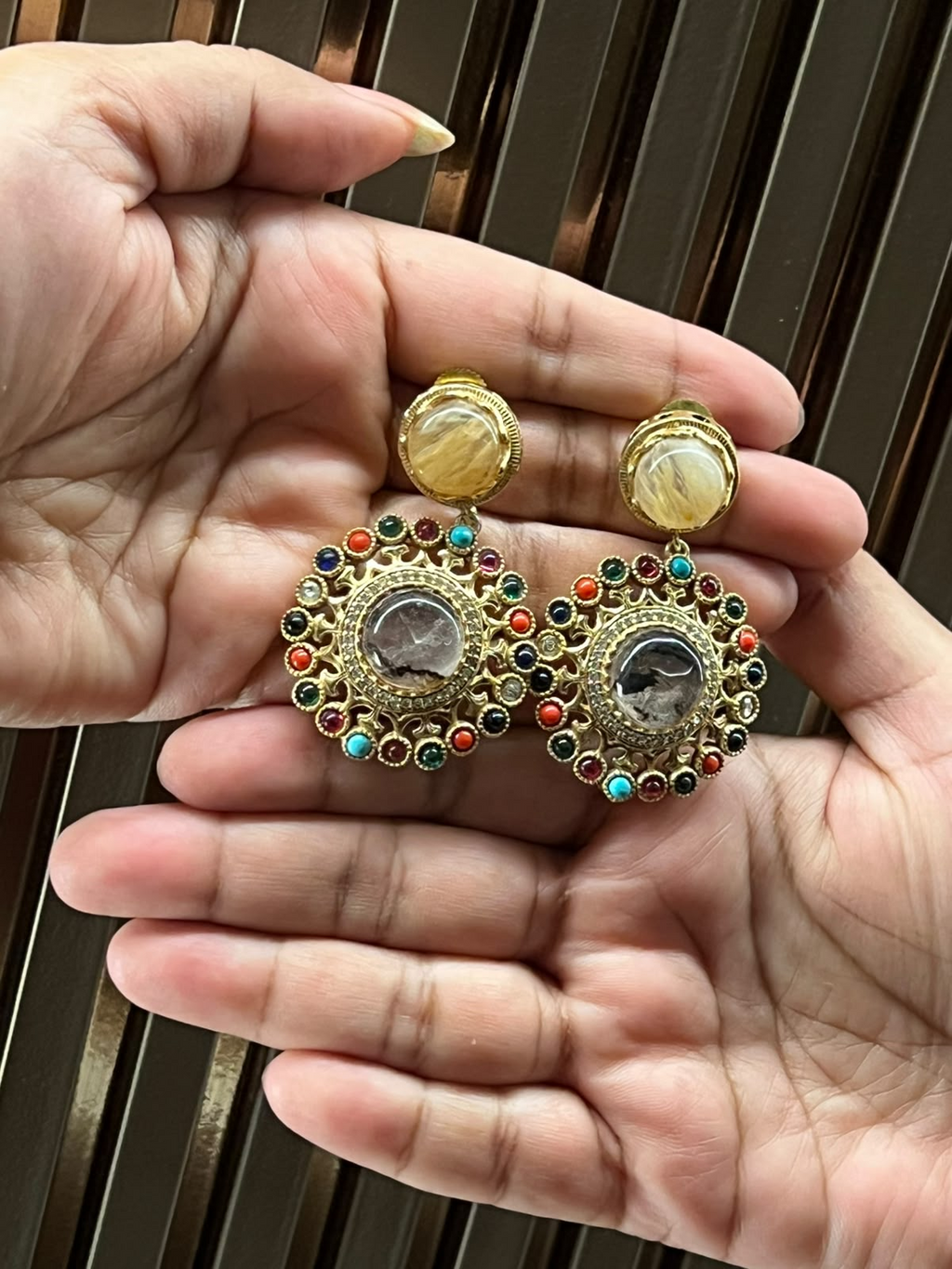 Sabyasachi inspired doublet stone work earrings